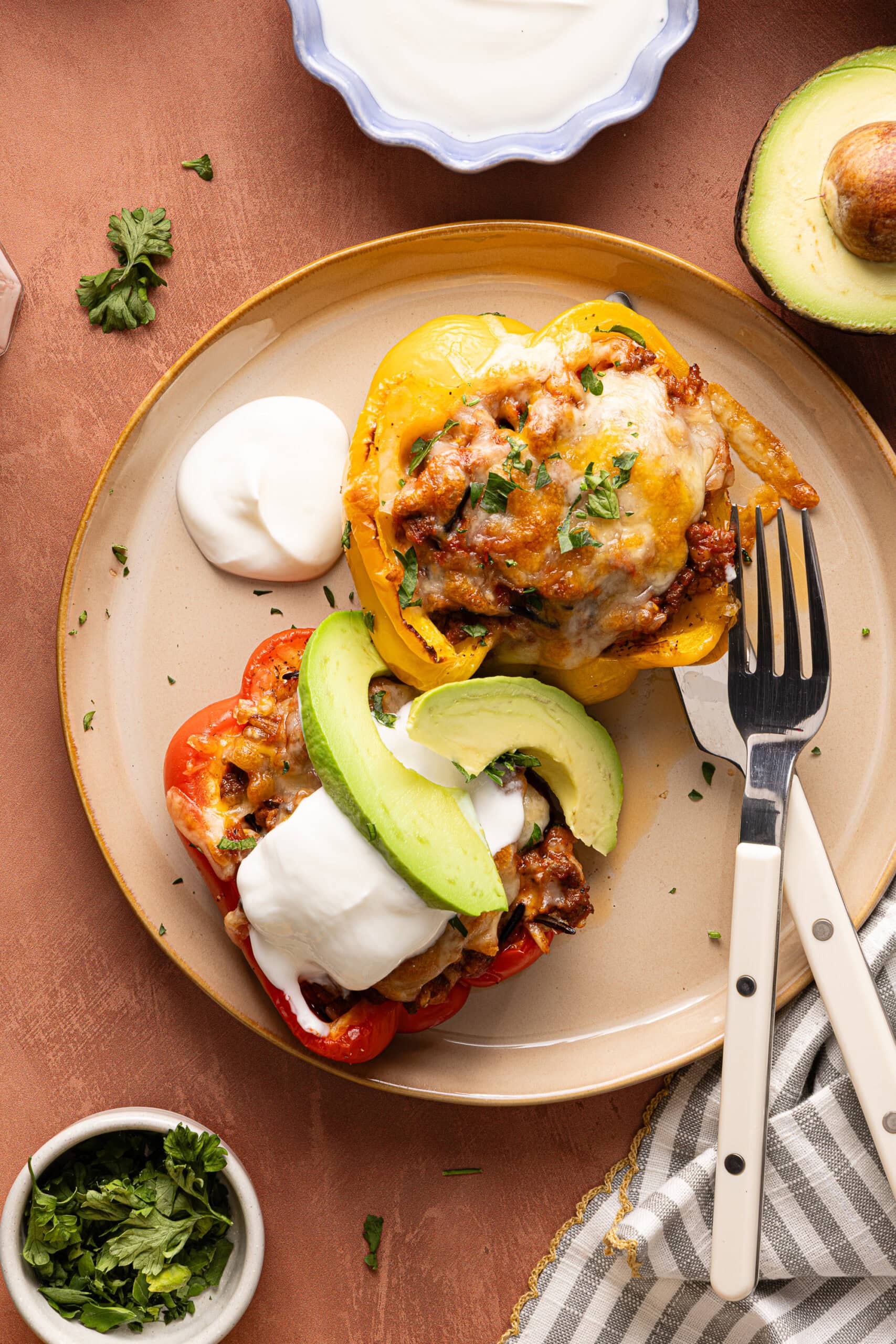 Cheesy Ground Beef Stuffed Peppers